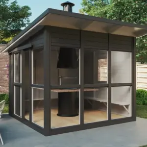 Moderner Grillpavillon “Noah” 3x3m aus Holz, 3 × 3 m