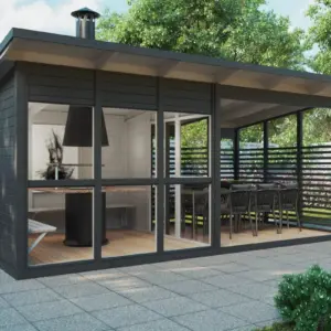 Grillpavillon mit Terrasse “Elias” 6x4m aus Holz, 6 × 4 m