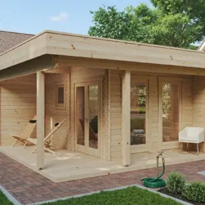 Gartensauna “Mini Hansa Sauna Lounge” 5x5m aus Holz, 5 × 5 m