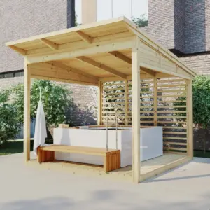 Gartenlaube “Typ A” 3x3m aus Holz, 3 × 3 m
