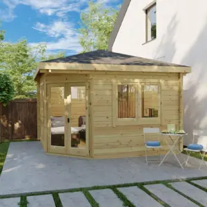5-Eck-Gartenhaus “Fargo A” 4x4m aus Holz, 4 × 4 m