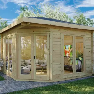 5-Eck-Gartenhaus “Fargo B” 4x4m aus Holz, 4 × 4 m