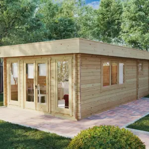 Blockhaus mit Schlafzimmer und Duschraum “Stefan 3” 4x7m, 4 × 7 m