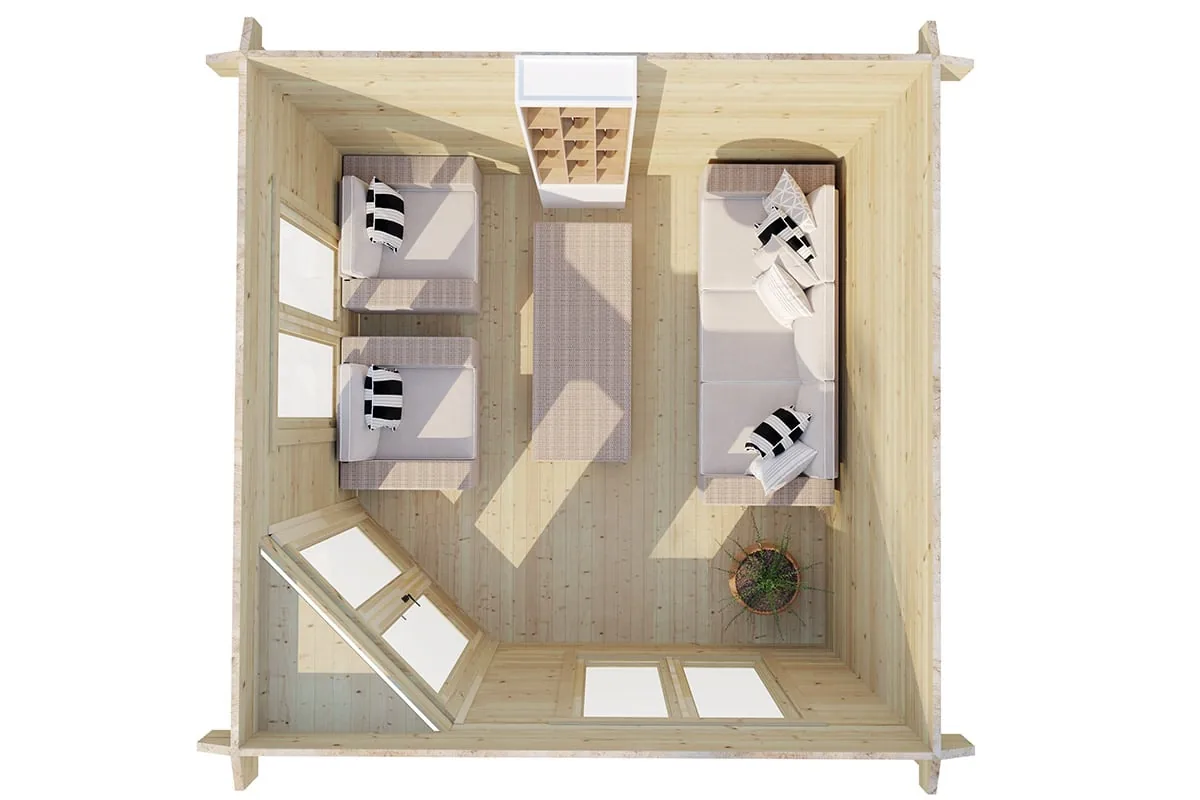 Eck-Gartenhaus “Fargo C” 4x4m aus Holz, 4 × 4 m