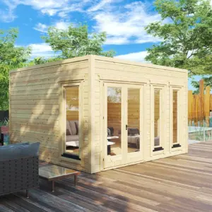 Modernes Gartenhaus “Olivia” 4x4m aus Holz, 4 × 4 m