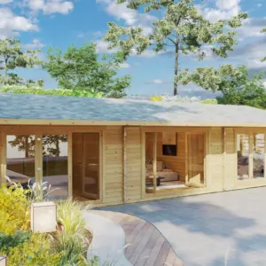 Blockhaus mit zwei Schlafzimmern “Holiday S2” 12x7m, 12 × 7 m