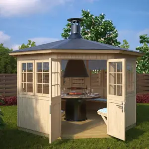 Grillhütte “Festival L” 4x4m aus Holz, 4 × 4 m