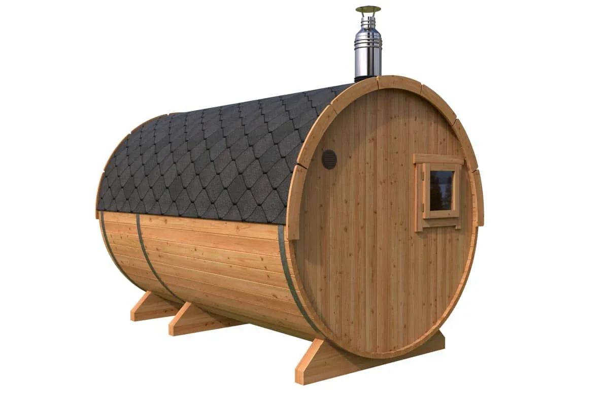 Fasssauna „Standard“ 2x3m aus Holz, 2 × 3 m