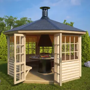 Grillpavillon “Seattle L” 3x3m aus Holz, 3 × 3 m