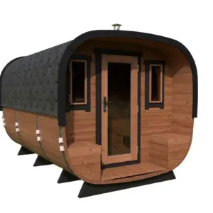 Moderne Fasssauna „Quadrat“ 3x2m aus Holz, 3 × 2 m