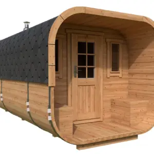 Großes Saunafass Deluxe 2x5m aus Holz, 2 × 5 m