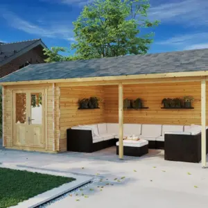 Gartenhaus mit Vordach “Arthur” 7x3m aus Holz, 7 × 3 m