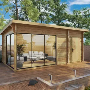 Modernes Gartenhaus mit Schuppen “Aron” 6x3m aus Aluminium, 6 × 3 m