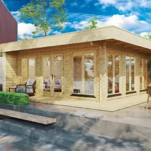 Geräumiges Gartenhaus mit Veranda “Roger” 6x6m, Grün – 6 × 6 m