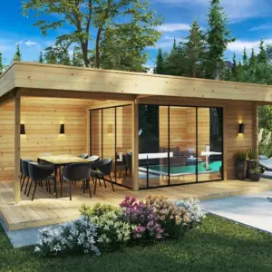 Modernes Gartenhaus mit Terrasse “Luna” 12m², 7 × 5 m