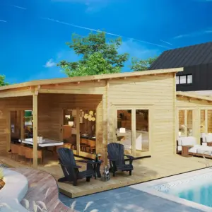 2 Schlafzimmer Blockbohlenhaus “Toledo” 11x10m, 11 × 10 m