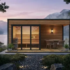 Moderne Gartensauna „Nord”, 5 × 2 m