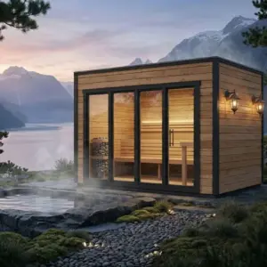 Moderne Gartensauna „Aurland”, 4 × 2 m