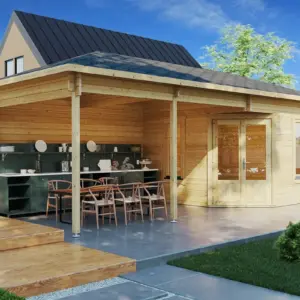 Gartenhaus mit Vordach “Sophia” 8x4m aus Holz, 8 × 4 m