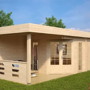 Gartenhaus mit Geräteschuppen & Terrasse “Paula” 5x3m, 5 × 3 m