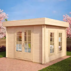 Kleines Gartenhaus mit großen Fenstern “Lucas B” 3x3m aus Holz, 3 × 3 m